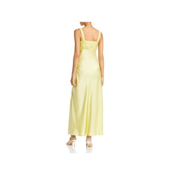 NICHOLAS Womens Yellow Silk Tie Front High Slit Sleeveless Maxi Sheath Dress 2 - Picture 2 of 4
